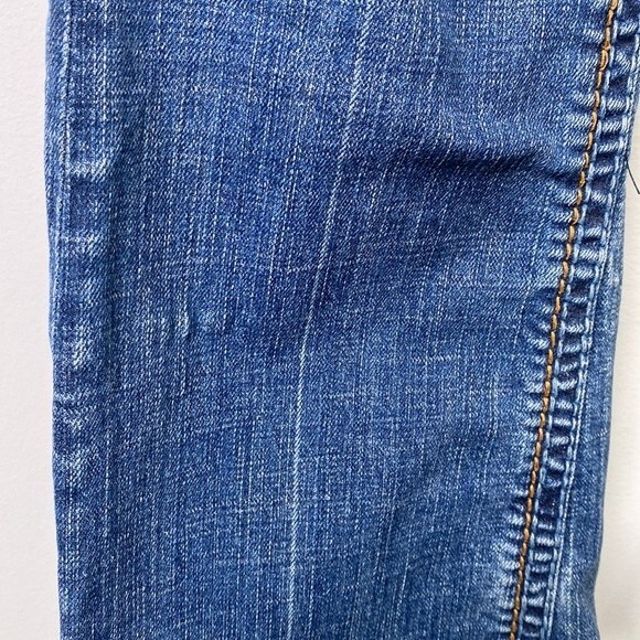 Blue Tattoo Low Rise Bootcut Distressed Jeans Big Stitch Embroidered Rose Logo - Picture 6 of 16